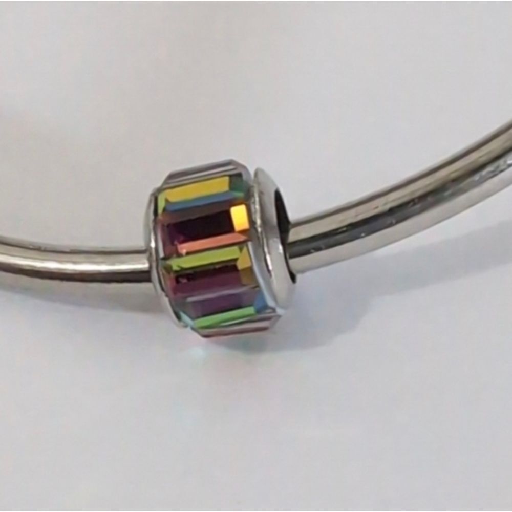 Silver Iridescent Crystals Charm‎ for Pandora Style Bracelet - Picture 4 of 4